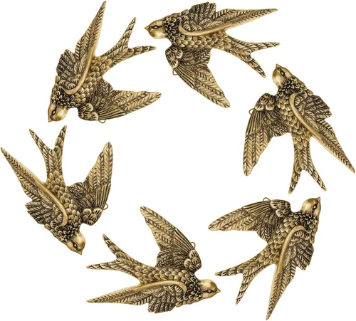 Miniatura 9 de Kathfly 2 piezas de escultura de pared vintage de resina dorada 3D, decoración de pared de latón dorado flotante para sala de estar, jardín al aire