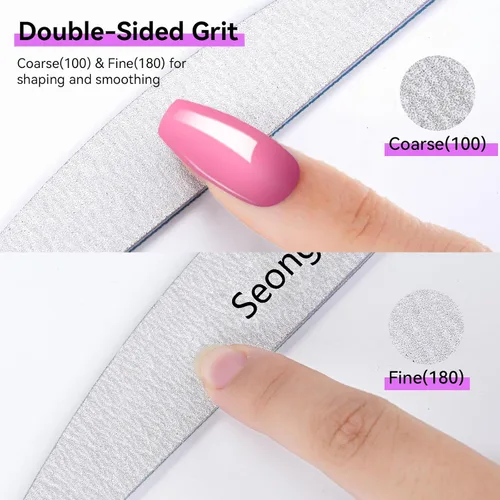 Miniatura 6 de 24 limas de uñas de grano 100/180 para mujeres, de doble cara, para manicura y pedicura, herramientas de manicura y pedicura para uñas naturales