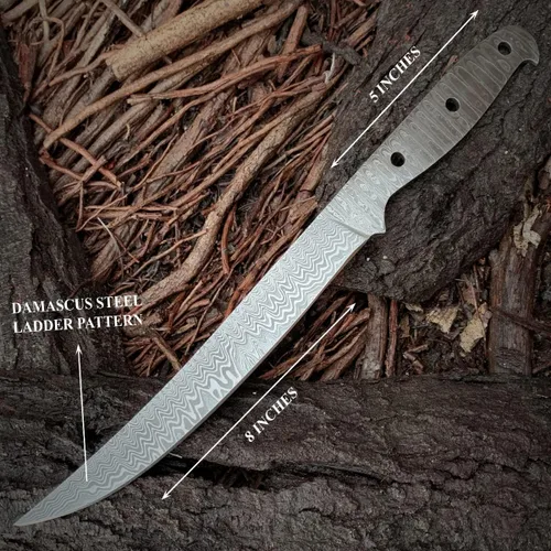 Miniatura 2 de PAL 2000 KNIVES Hecho a mano de acero de Damasco Construye su propio kit de cuchillo con pasadores de hoja en blanco Material de mango diferente