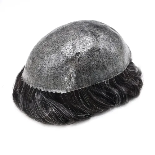 Miniatura 5 de Tupé para hombre, pieza de pelo completo de poliéster duradero, atado a mano, sistema de reemplazo de cabello humano virgen europeo, 8 x 10