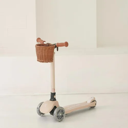 Miniatura 9 de MomnLittle - Patinete para niños de 3 a 10 años (beige/rosa/azul marino/blanco) de 3 ruedas con luces LED, certificado por la CPSC plegable y 4