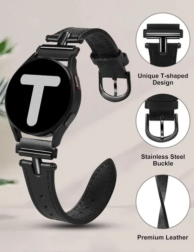 Miniatura 3 de Wearlizer Correa de cuero compatible con Samsung Galaxy Watch 7/6/5/4 Band 1.575 in 1.732 in/Watch 6 Classic 1.693 in 1.850 in/Watch 5 Pro 1.772