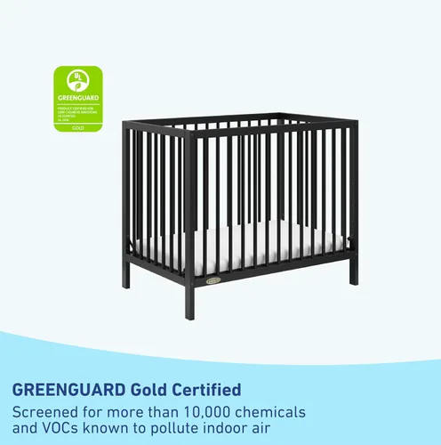 Miniatura 3 de Graco Teddi, Mini cuna convertible 4 en 1 con colchón adicional resistente al agua (negro) – Certificado GREENGUARD Gold, colchón de 7 cm incluido