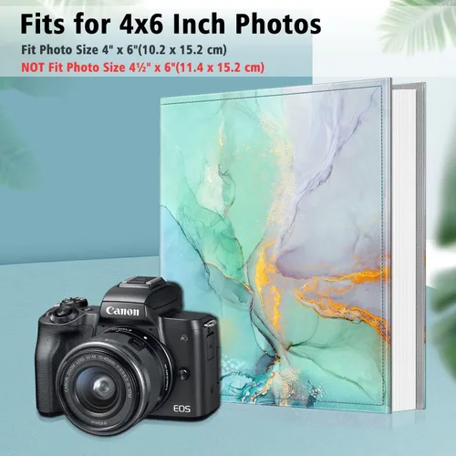 Miniatura 3 de Fintie Álbum de fotos de 4 x 6 pulgadas, 300 bolsillos de cuero vegano de gran capacidad, cubierta de libro para familia, boda, aniversario, bebé