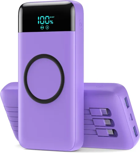 Miniatura 8 de Cargador portátil inalámbrico 30,800 mAh, 15 W de carga inalámbrica USB C, banco de energía con carga rápida de 25 W PD QC 4.0, 4 salidas, paquete