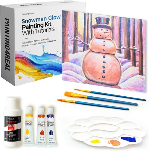 Miniatura 16 de Kit de Pintura DIY Painting4Real para Adultos – Aprende a Pintar Bosques Navideños con Tutoriales en Vídeo – Juego de Pintura Acrílica de 9 Piezas