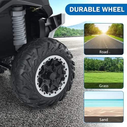 Miniatura 9 de INFANS vehículo para niños Ride on ATV, vehículo de juguete de 4 ruedas de 12 V con música, bocina, velocidades alta y baja, luces LED, vehículo