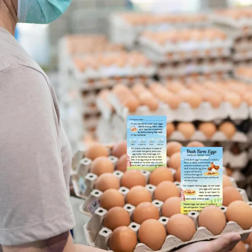 Miniatura 4 de Kisston 200 Piezas Tarjetas de Instrucciones de Manejo de Huevos de Granja Frescos 2 x 3.5'' Sello de Cartón de Huevos de Navidad Tarjetas