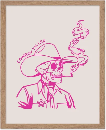 Miniatura 38 de Poster Master Póster retro de vaquera rosa con texto en inglés "Raise Hell", diseño de pared occidental, regalo para hombres y mujeres, decoración
