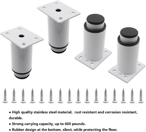 Miniatura 4 de Paquete de 4 patas ajustables para muebles, patas de soporte de acero inoxidable, patas de repuesto resistentes para sofá, mueble de TV, sofá, mesa