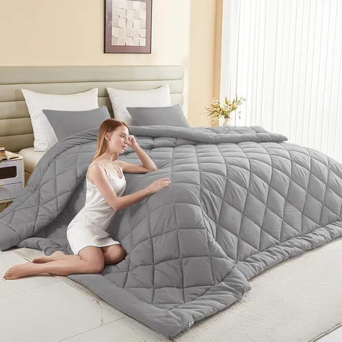 Miniatura 19 de Edredón King de gran tamaño, edredón súper King de gran tamaño, edredón suave para todas las estaciones, relleno de edredón alternativo con 8