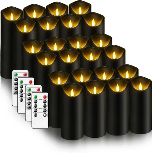 Miniatura 13 de kakoya Velas parpadeantes sin llama que funcionan con pilas con control remoto y temporizador de 2/4/6/8 horas, velas LED de acrílico, paquete de 9