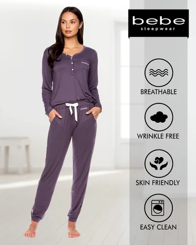 Miniatura 4 de bebe Conjunto de pijama para mujer con bolsillos, camisa de manga larga y pantalones de pijama
