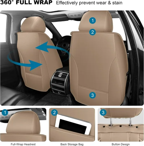 Miniatura 3 de DISUTOGO Fundas de asiento para Chevy/Chevrolet Equinox 2011-2023 2024 2025: juego completo de fundas de cuero impermeables para asientos