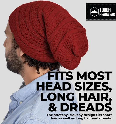 Miniatura 53 de Slouchy Cable tejido Gorro de lana por Tough Headwear – Gorro de lana de gran tamaño Sombreros Gorros Graves Sombreros Para Hombres y Mujeres