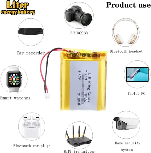 Miniatura 5 de Liter 3.7V 2400mAh 104050 Lipo Batería recargable de iones de polímero de litio con conector JST 0.079 in