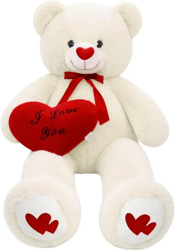 Miniatura 11 de Oso de peluche gigante de 43.3 pulgadas con almohada de corazón suave, animal de peluche, regalo del día de San Valentín (azul, 43.3 pulgadas)