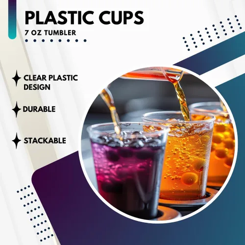 Miniatura 3 de Green Direct Vasos de plástico duro transparente de 7 onzas – Vasos desechables de plástico resistente para bodas, cócteles y bares – Vasos