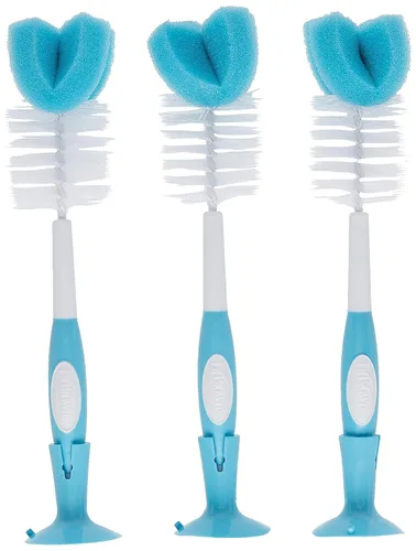 Miniatura 9 de Dr. Brown's Cepillo de limpieza de biberones de esponja reutilizable, azul, paquete de 3 + cepillo de limpieza de ventilación anticólico, sin BPA