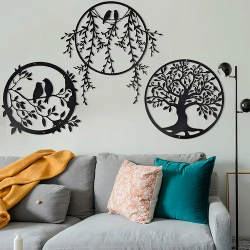 Miniatura 4 de Arte decorativo de pared de árbol de metal – 11.8 pulgadas, decoración decorativa de árbol de la vida, decoración de sala de estar, escultura