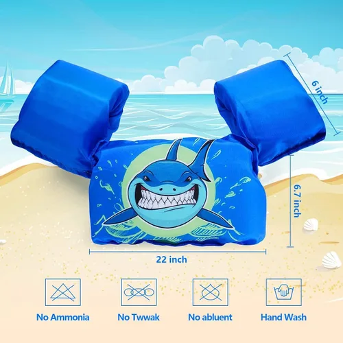 Miniatura 5 de AmazeFan Chaleco salvavidas de natación para niños, para piscina, flotadores de ayuda para nadar, chaleco de natación con bolsa de almacenamiento