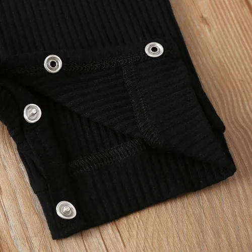 Miniatura 6 de Enterizo elegante para niñas recién nacidas para bebés y niñas de manga corta liso (negro, 6-9 meses)
