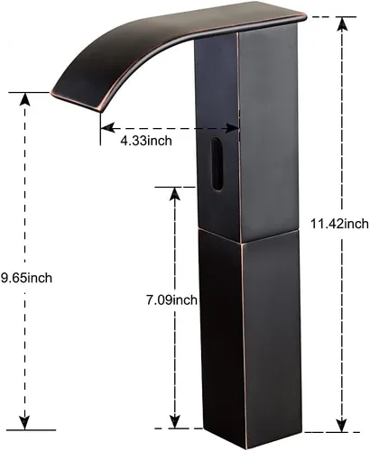 Miniatura 6 de Grifo de lavabo de baño sin contacto con sensor automático, color negro mate, grifo de lavabo, manos libres, cascada con caja de control y mezclador