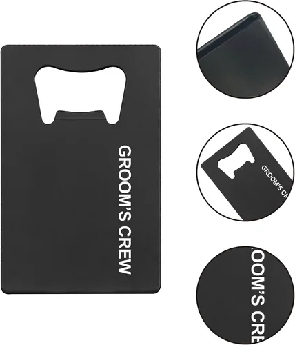Miniatura 3 de PartyGifts&beyond Regalos para padrinos de boda, 7 unidades, abrebotellas de tarjetas de crédito, tapa de acero inoxidable para abrebotellas