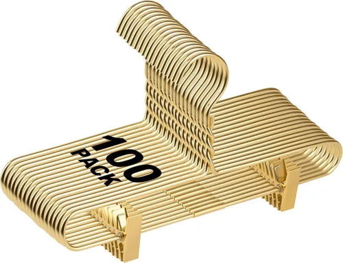 Miniatura 13 de Hermosas perchas de metal de aluminio dorado para colgar abrigos resistentes (tamaño adulto)