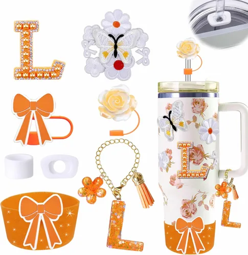 Miniatura 74 de 15 piezas de set de accesorios para vaso Stanley Cup 30oz 40oz con asa, incluye cubierta de pajita de silicona y bota, encanto de asa, encantos