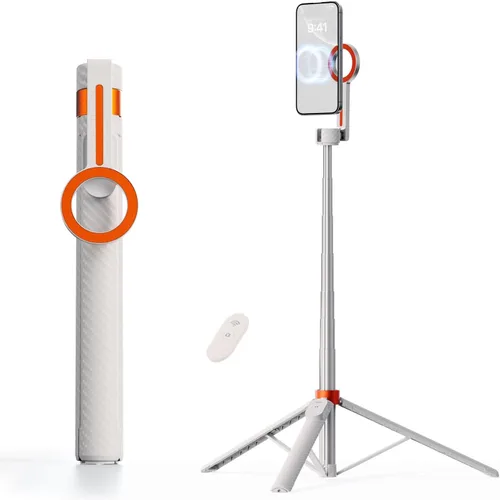 Miniatura 9 de TODI Trípode magnético de 65" para iPhone con control remoto, palo de selfie para iPhone Magsafe, soporte de trípode para teléfono celular