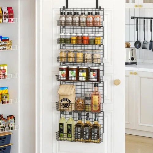 Miniatura 11 de JKsmart Organizador de especias de 9 niveles con gancho para puerta, montaje en pared y capacidad extra grande para despensa – Diseño elegante