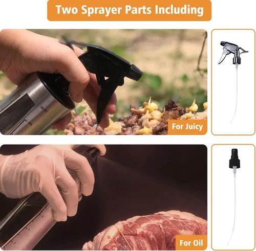 Miniatura 6 de Botella de spray para barbacoa e inyector de marinada para ahumado, botella pulverizadora de grado alimenticio 3 en 1 mejorada para ahumador