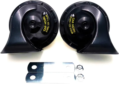 Bocina de coche 115DB Bocina eléctrica para coche, bocina de motocicleta negra, tono alto y bajo, con soporte, cuerno resistente al agua, bocina