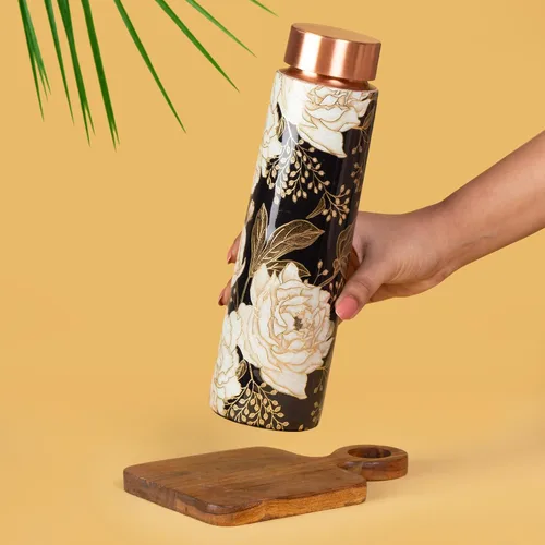 Floral Copper Gift Bottle glass Set