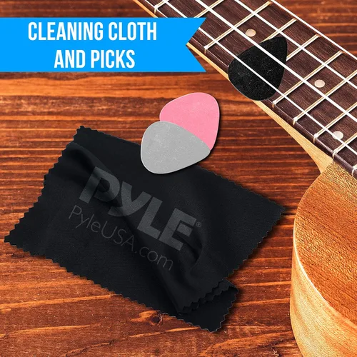 Miniatura 4 de Pyle Kit de 4 accesorios - cuerdas Aquila, juego completo de reemplazo, cejilla para ukelele con 3 piezas, púas de fieltro y paño de limpieza