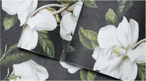 Miniatura 7 de HAOKHOME Papel tapiz floral Gardenia removible de vinilo negro/blanco/verde, autoadhesivo de 17.7 pulgadas x 32.8 pies Negro/Blanco/Verde/Gris
