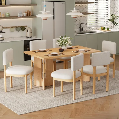 Miniatura 15 de JIVOIT Farmhouse 6 Piece Dining Table Set, Counter Height Table Set with 4 Chairs and a Bench, Rubber Wood Expandable Bar Table Set with Rivet Gris-3