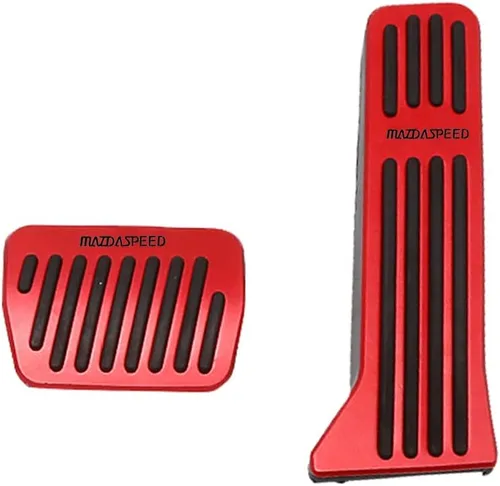 Great-luck Fundas de pedal de acelerador de gas de aleación de aluminio, antideslizantes, sin perforación, kit de accesorios de 2 piezas/juego Rojo