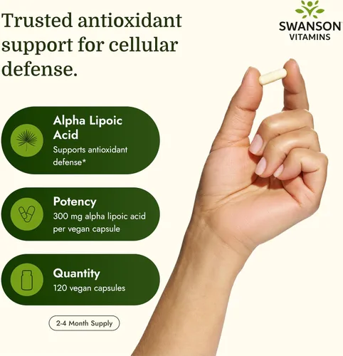 Miniatura 3 de Swanson Suplemento para la salud de ácido alfa lipoico 300 mg 120 cápsulas
