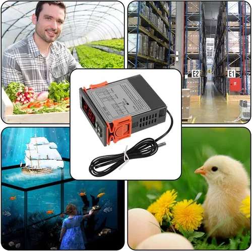 Miniatura 6 de Dorhea Controlador de temperatura LCD digital 10A DC 24V Termostato STC-1000 3.3 ft Sensor NTC Termostato Regulador Calentador Enfriador 2 Salida