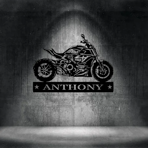 Miniatura 4 de Letrero de metal personalizado para motocicleta, arte de pared de metal con bandera de EE. UU., arte de pared de metal para motocicleta, letrero