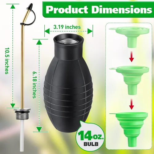 Miniatura 2 de Plumero de polvo de tierra de diatomeas de 14 onzas, pulverizador de bulbos, dispensador de aplicador de polvo de jardín con tubo de metal largo