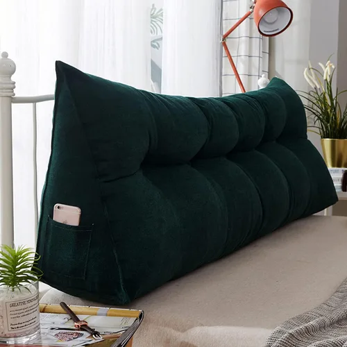 Miniatura 12 de Almohada triangular para cabecero, almohada de cuña de lectura, cojín de cabecero, almohada de respaldo para día, cama, litera, funda extraíble Negro