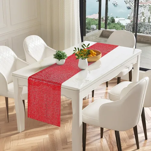 Miniatura 4 de Camino de mesa de lentejuelas rojas, 10 piezas de 12 x 72 pulgadas, camino de mesa con purpurina para fiesta, boda, decoración de bautismo de bebé