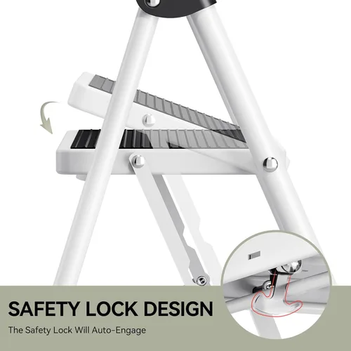 Miniatura 5 de KINGRACK Escalera plegable de 3 escalones con pedal antideslizante y ancho, portátil, plegable, alta y resistente con asa para el hogar, cocina