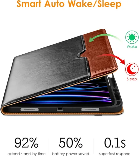 Miniatura 5 de DTTO para iPad Pro 12.9 6ª / 5ª / 4ª / 3ª generación Funda 2022/2021/2020/2018, Funda de cuero tipo folio con soporte integrado para lápiz Apple