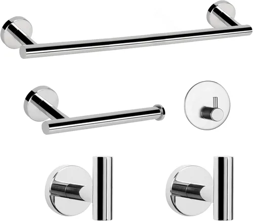Miniatura 7 de NearMoon Juego de accesorios de baño SUS 304 de acero inoxidable grueso, incluye toallero de 16 pulgadas, soporte para papel higiénico, ganchos