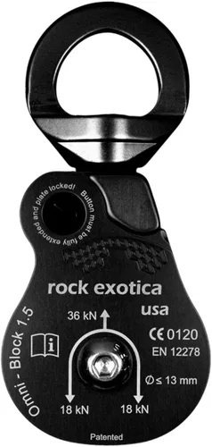 Rock Exotica Omni-Block Swivel Pulley – High-Strength Swivel Pulley with Sideplate Access for Rigging – Made in The USA
