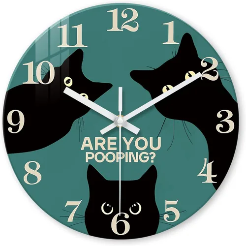 Miniatura 18 de XNM - Relojes de pared redondos rústicos para decoración de cocina y sala de 12 pulgadas, reloj de gallo de vidrio, funciona con pilas, marrón